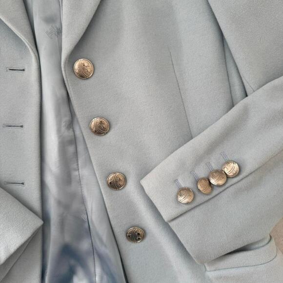 VTG Baby blue escada wool blazer silver buttons 34 - Picture 3 of 8